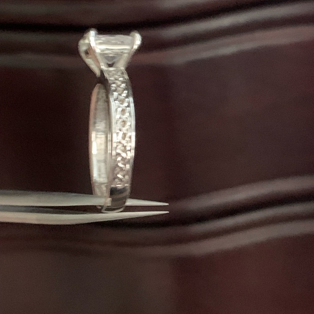 Square-Cut Solitaire Rhinestone Ring In Silver - image 2